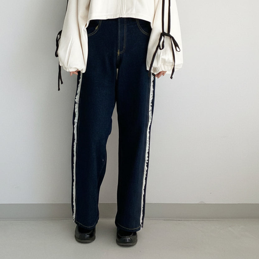 【Fun Fashion Future】サイドフリンジワイドパンツ