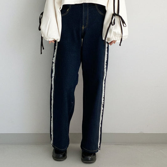 【Fun Fashion Future】サイドフリンジワイドパンツ