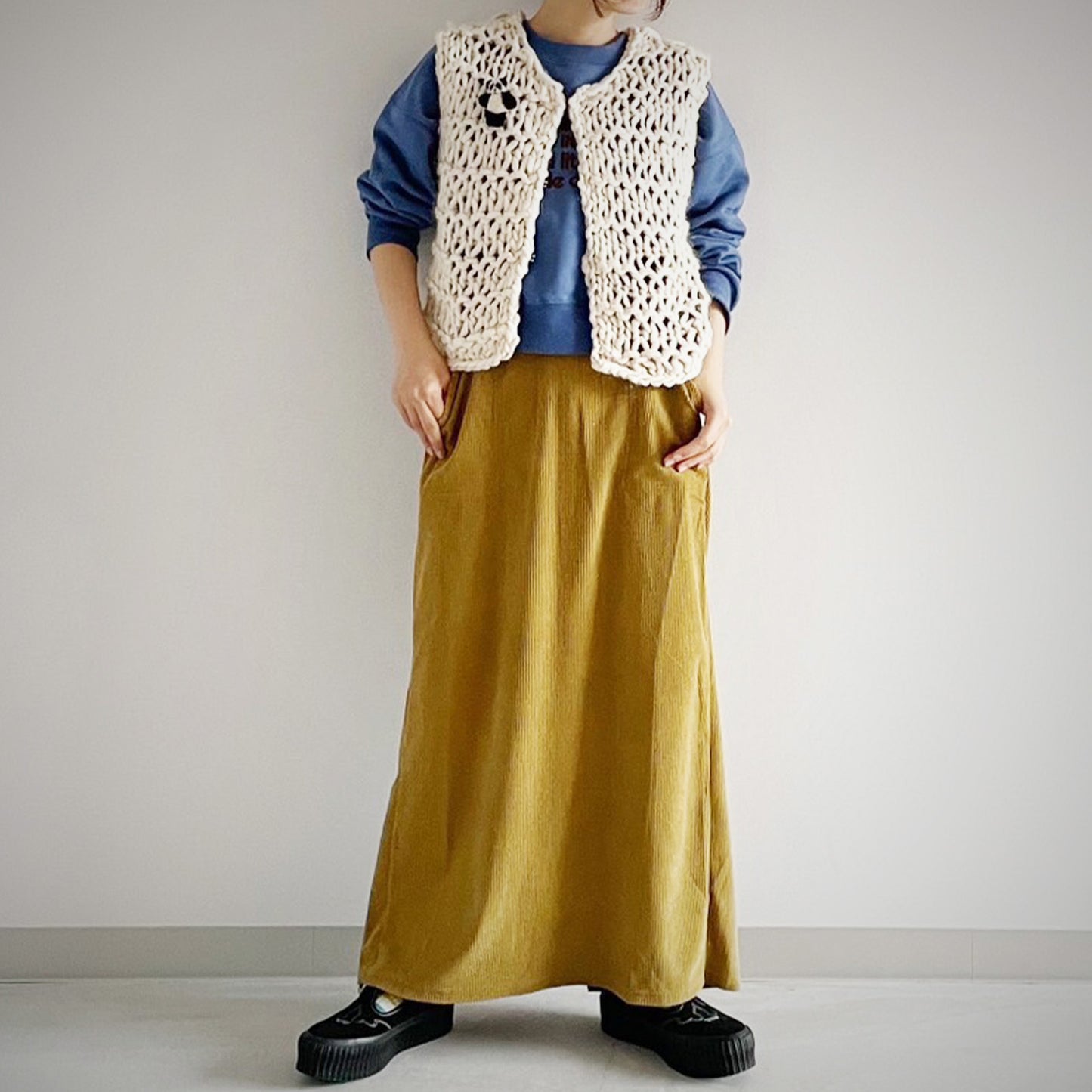 BLUCIELO カットコーデュロイベイカースカート