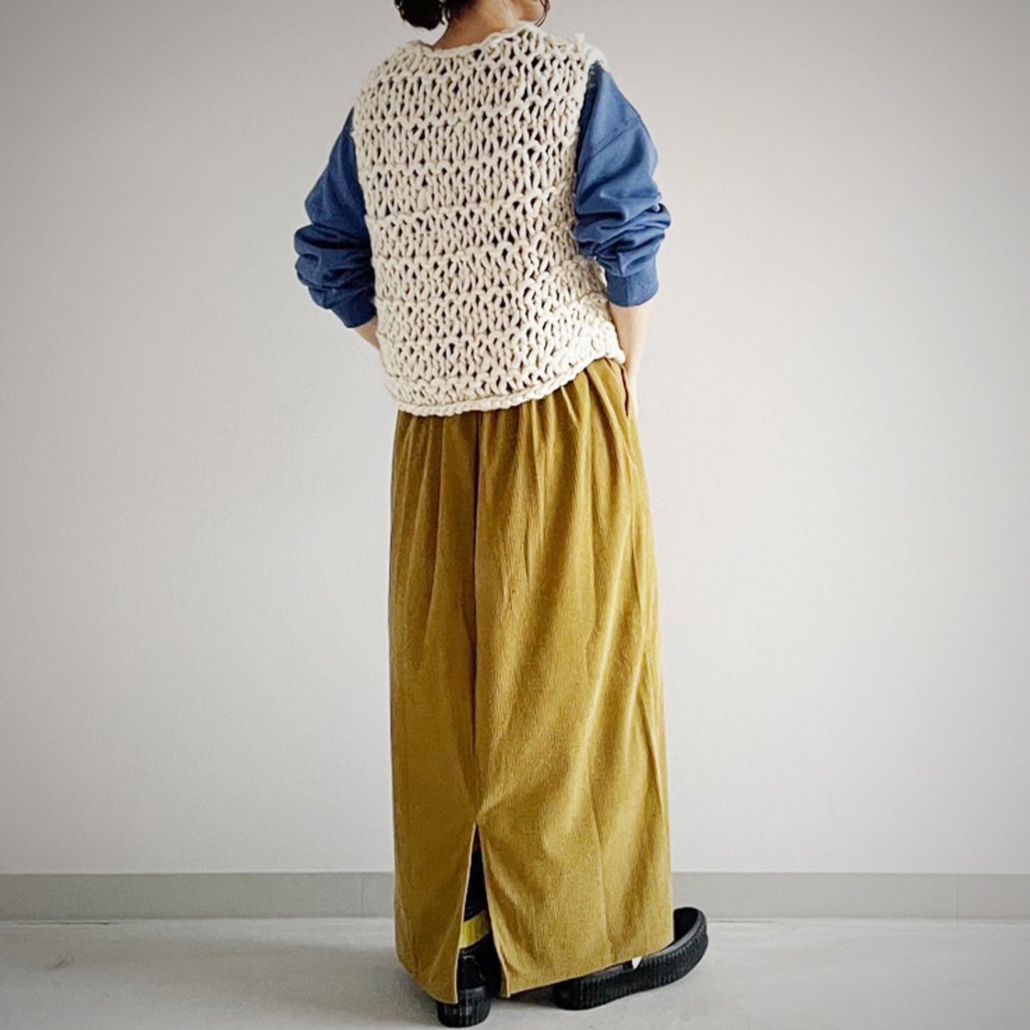 BLUCIELO カットコーデュロイベイカースカート