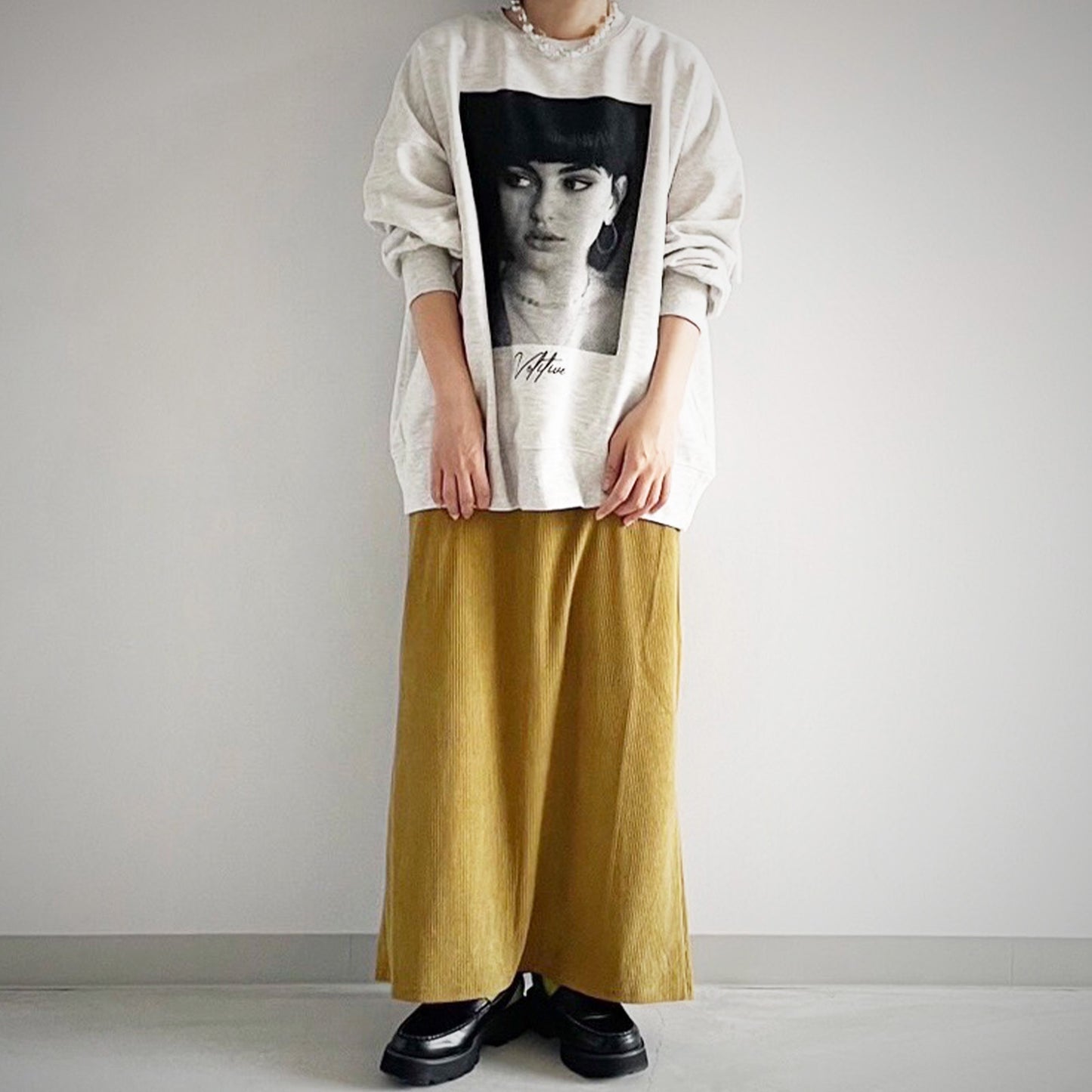 BLUCIELO カットコーデュロイベイカースカート