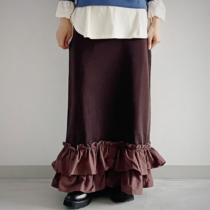 gleam 異素材ティアードフリルヘムスカート