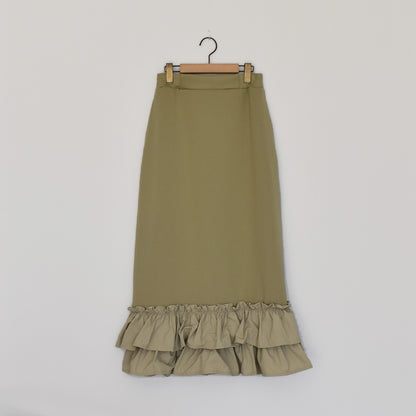 gleam 異素材ティアードフリルヘムスカート