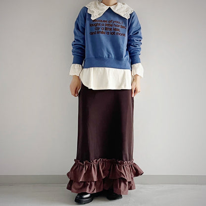 gleam 異素材ティアードフリルヘムスカート