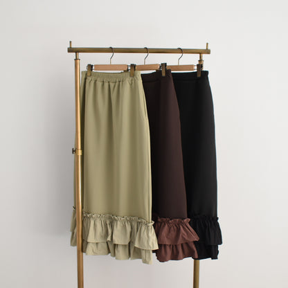 gleam 異素材ティアードフリルヘムスカート