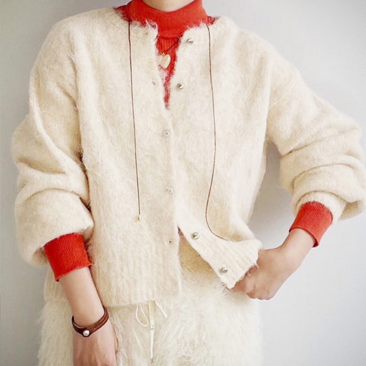 【Zampa】パフスリーブクルーカーデ