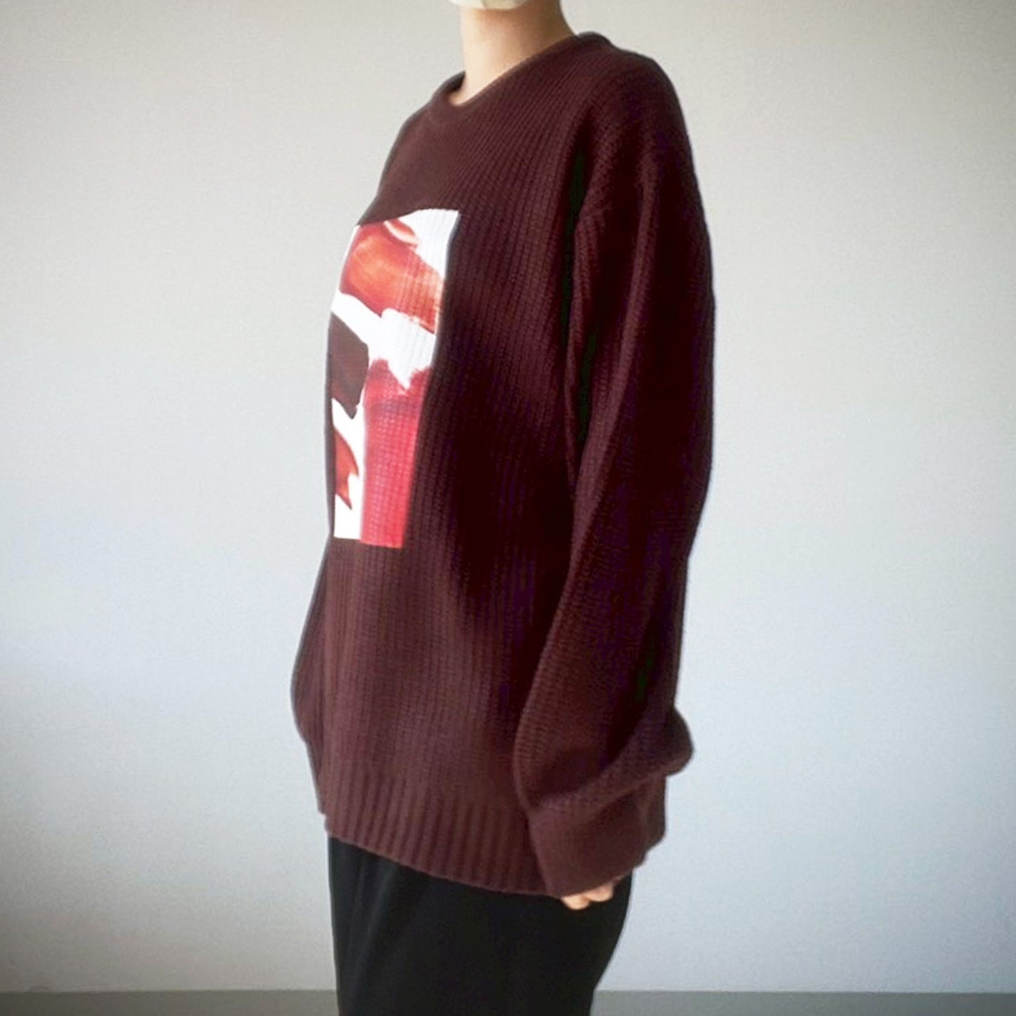 【gleam】畦編みテクスチャープリントBIGプルオーバー