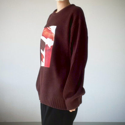 【gleam】畦編みテクスチャープリントBIGプルオーバー