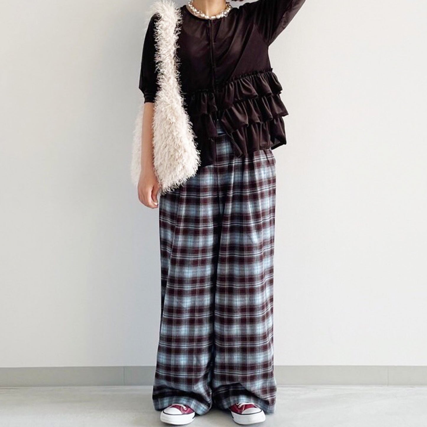 【tee-up】タックワイドパンツ