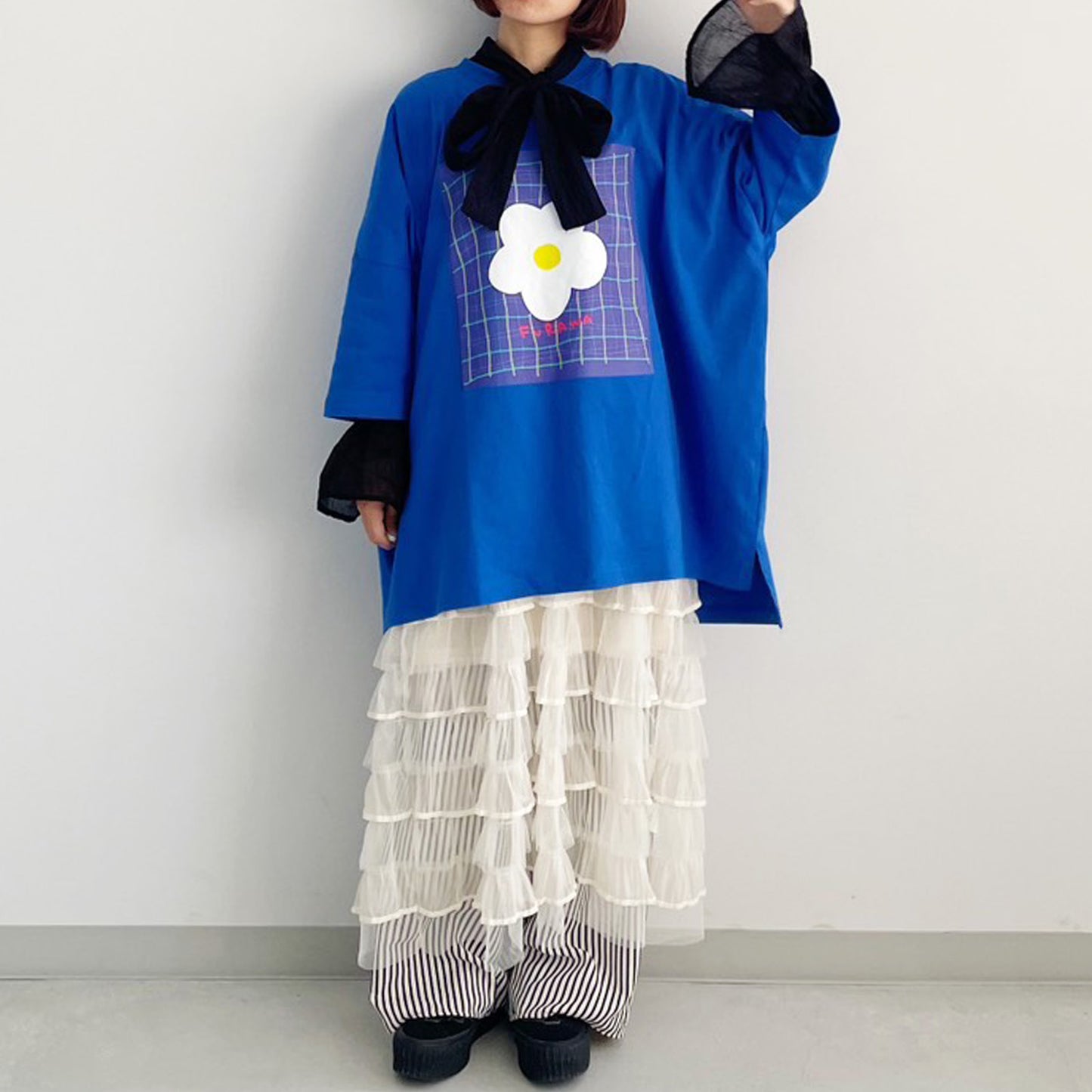 【tokidoki ekaki】チェックとお花Tee.