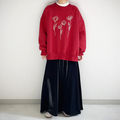 【gleam】線画フラワー刺繍BIGプルオーバー