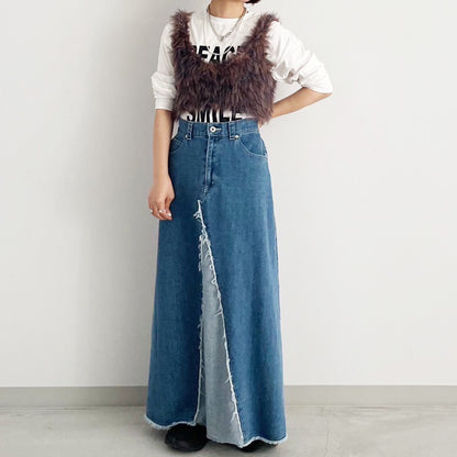 【organic】リメイク風断ち切りロングスカート