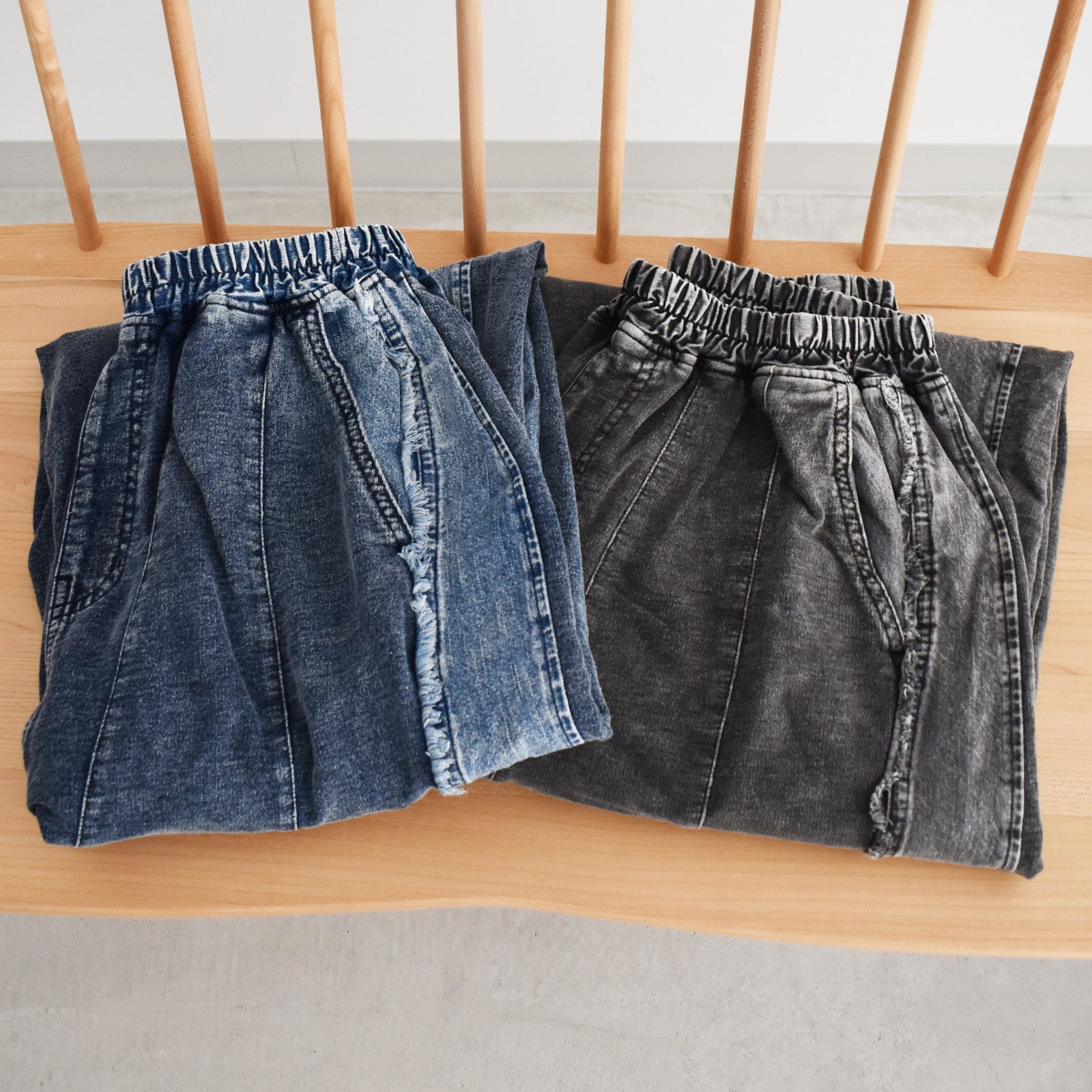 mililopiulu】ケミカルデニム裏毛パフパンツ – fiLL