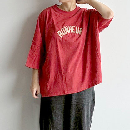 【KAKELA＆TRANQUIL】ロゴ刺繍ワイドクルー