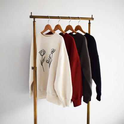 【gleam】線画フラワー刺繍BIGプルオーバー