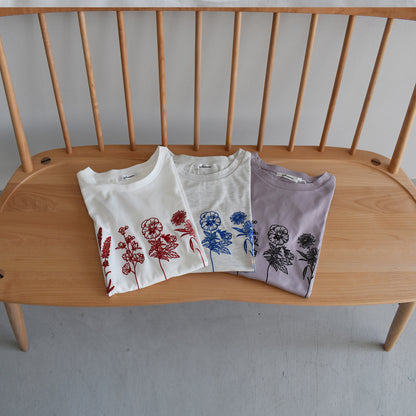 【gleam】花線画刺繍半袖T