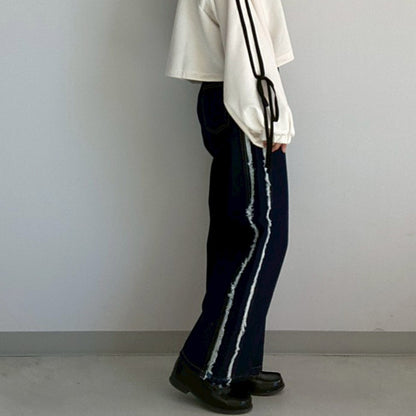 【Fun Fashion Future】サイドフリンジワイドパンツ