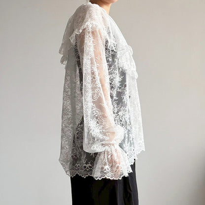 【en haut】レースブラウス