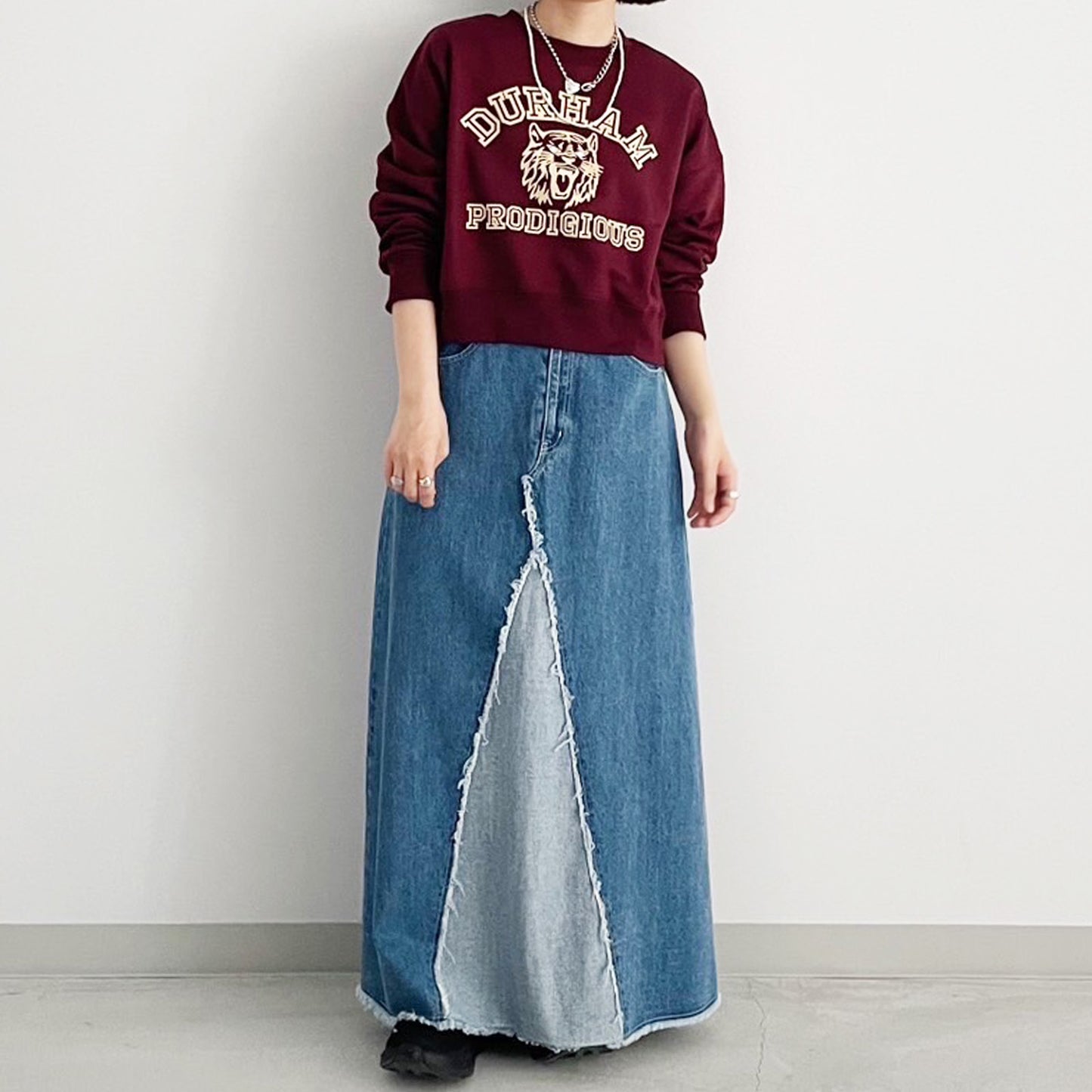 【organic】リメイク風断ち切りロングスカート