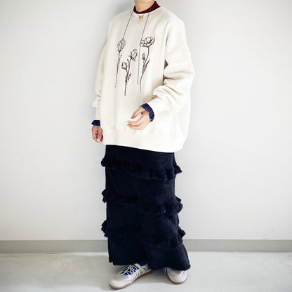 【gleam】線画フラワー刺繍BIGプルオーバー
