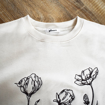 【gleam】線画フラワー刺繍BIGプルオーバー