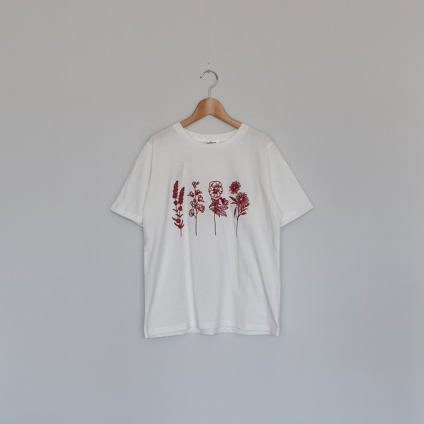 【gleam】花線画刺繍半袖T