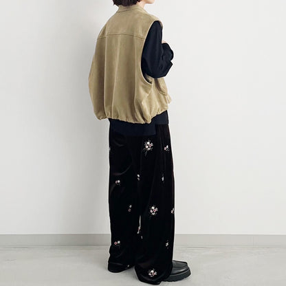 【gleam】花刺繍ベロアパンツ
