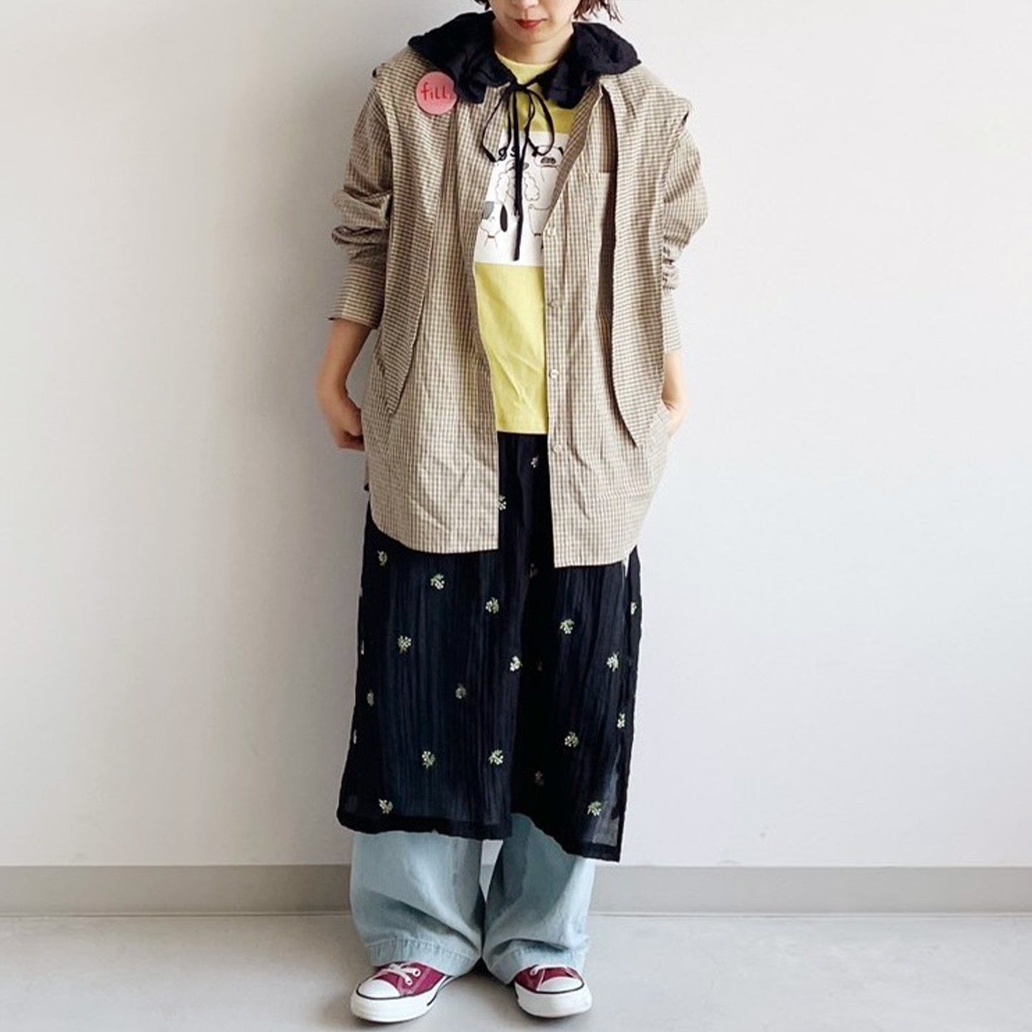 【gleam】シアー小花刺繍キャミワンピース