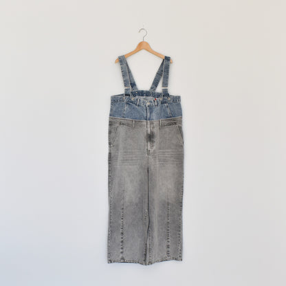 【mililopiulu】Wウェストデニムロングサロペット