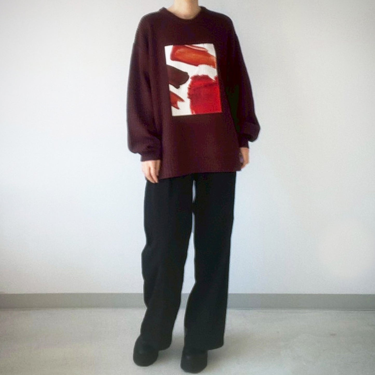 【gleam】畦編みテクスチャープリントBIGプルオーバー