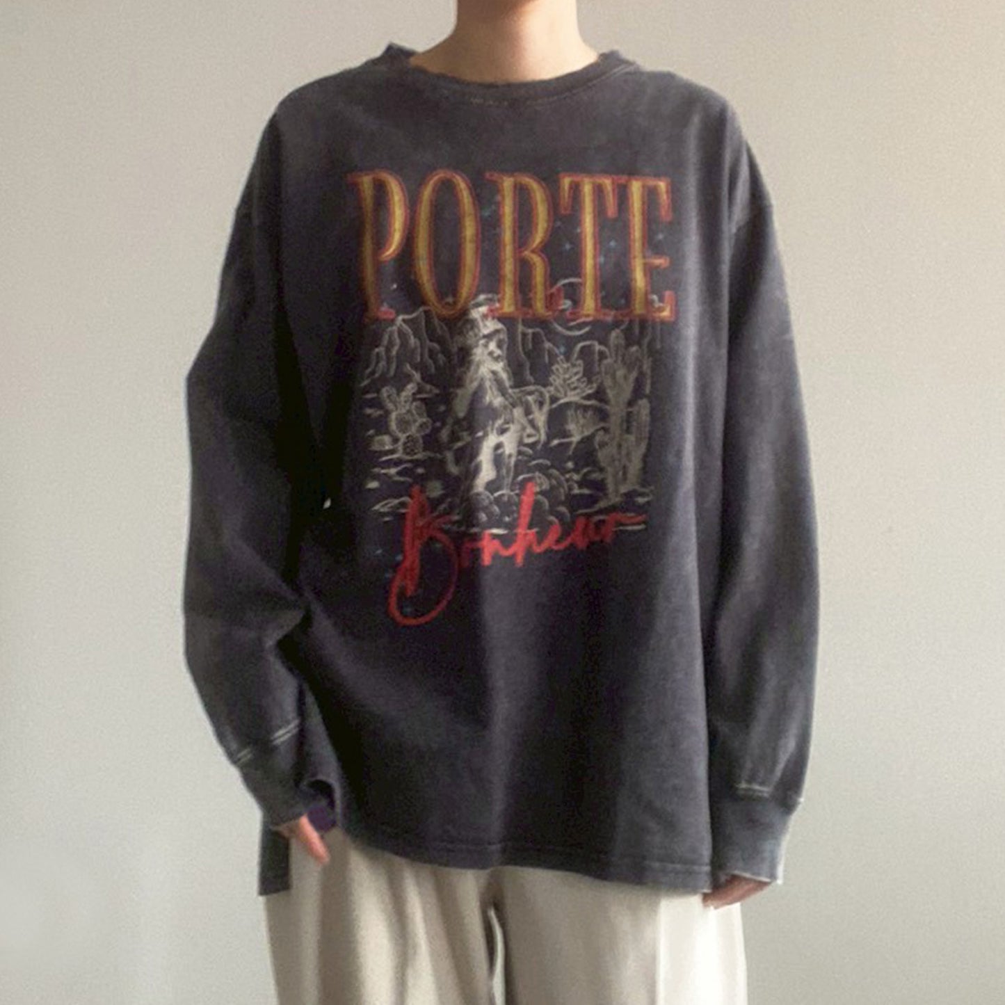 【KAKELA＆TRANQUIL】プリントロングクルー