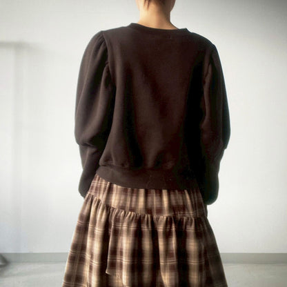 【gleam】裏起毛ロゴプリントパフ袖プルオーバー