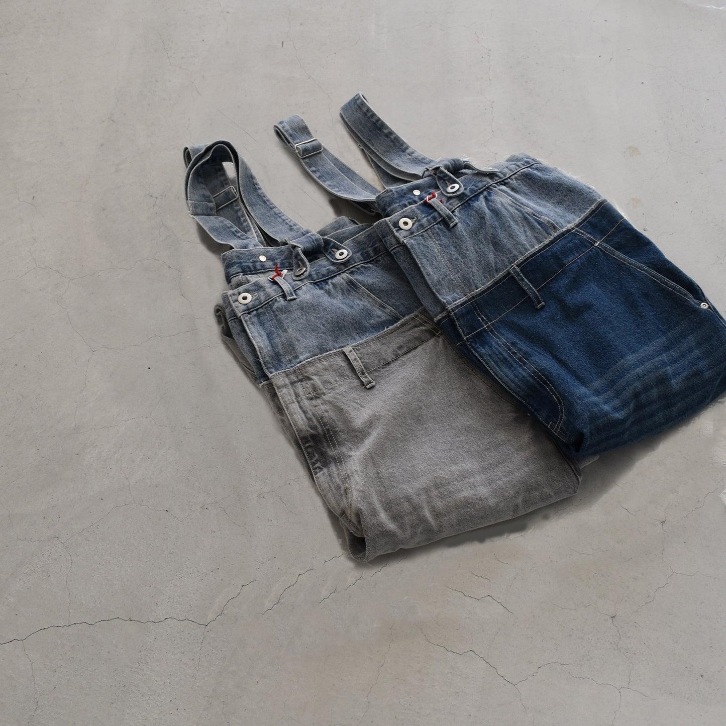 【mililopiulu】Wウェストデニムロングサロペット