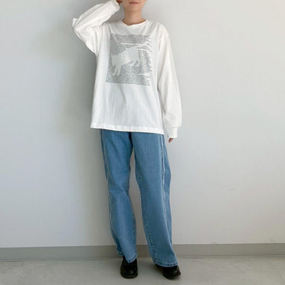 【gleam】天竺ロゴ＆キャットプリントロンT