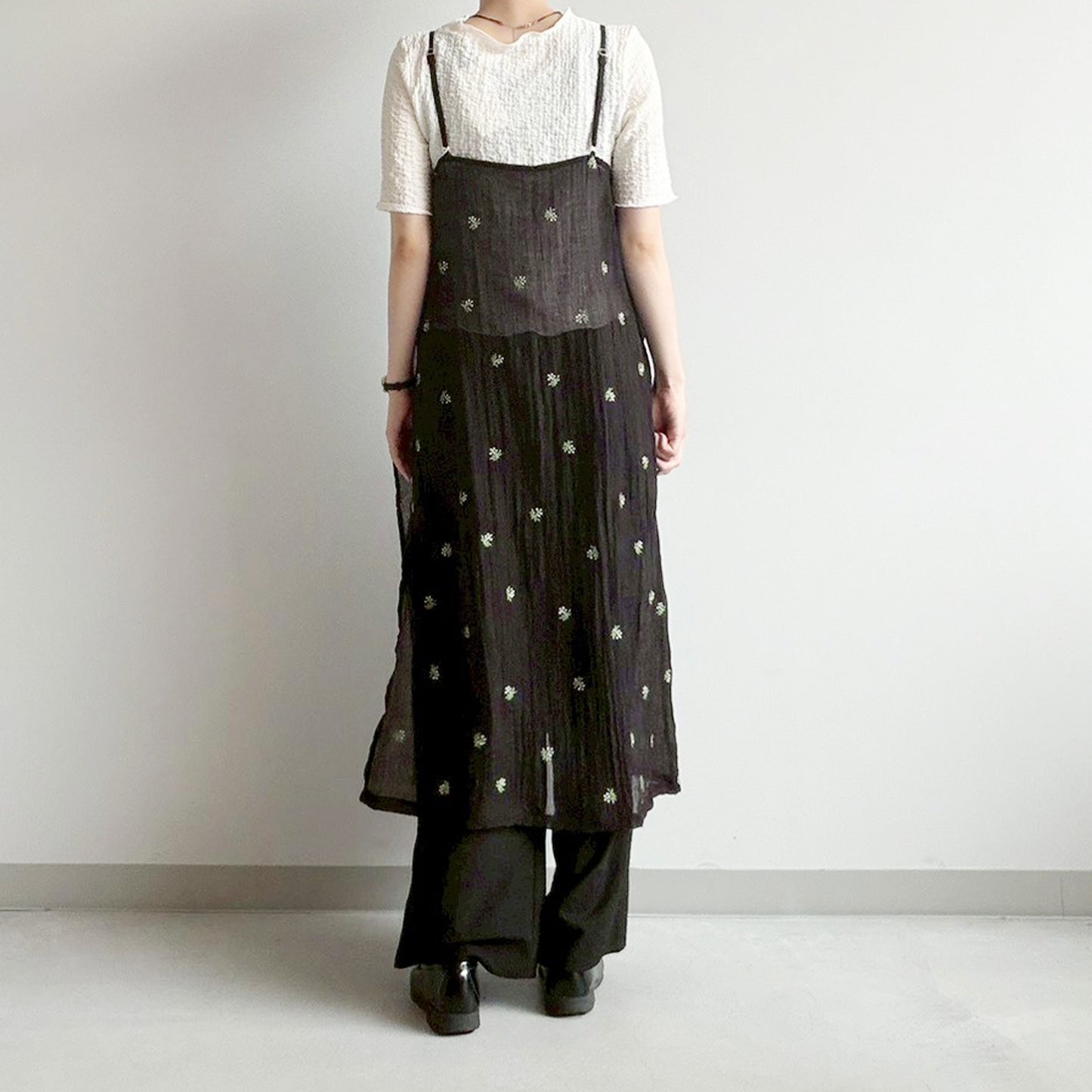 【gleam】シアー小花刺繍キャミワンピース