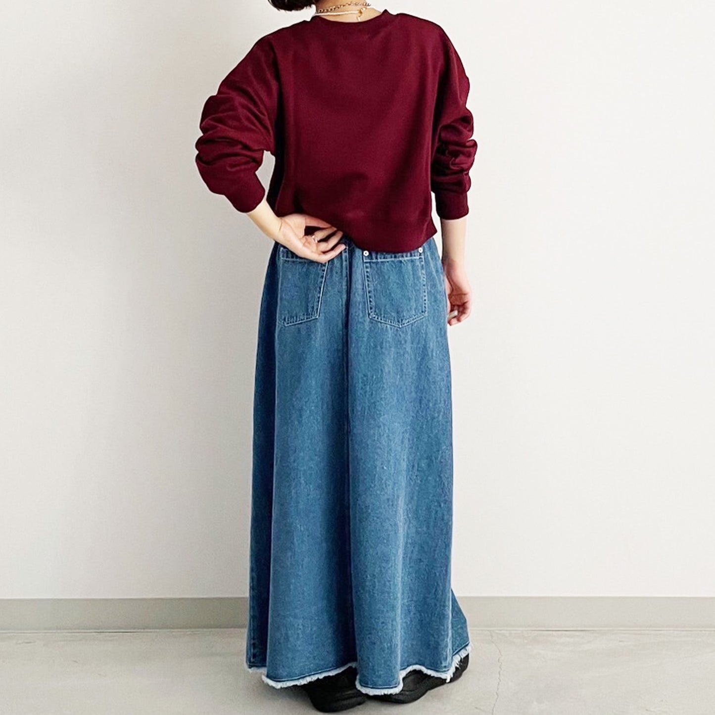 【organic】リメイク風断ち切りロングスカート