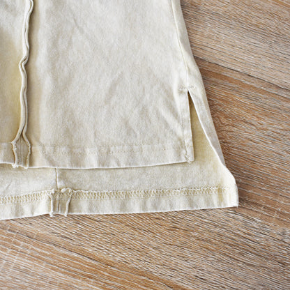 【KAKELA&TRANQUIL】サガラ刺繍ロゴ切替ロングクルーT