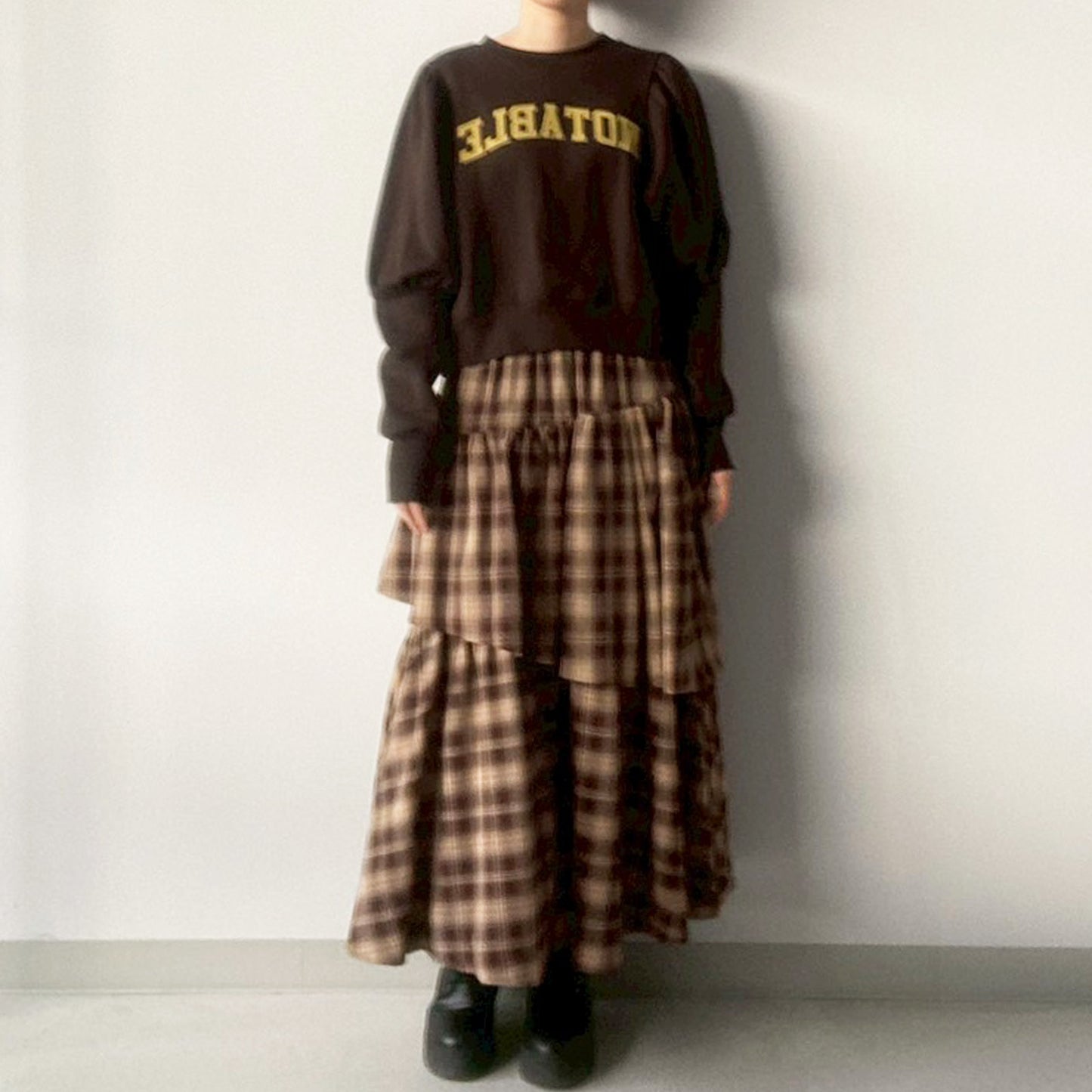 【gleam】裏起毛ロゴプリントパフ袖プルオーバー