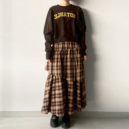 【gleam】裏起毛ロゴプリントパフ袖プルオーバー