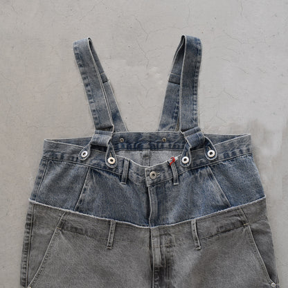 【mililopiulu】Wウェストデニムロングサロペット