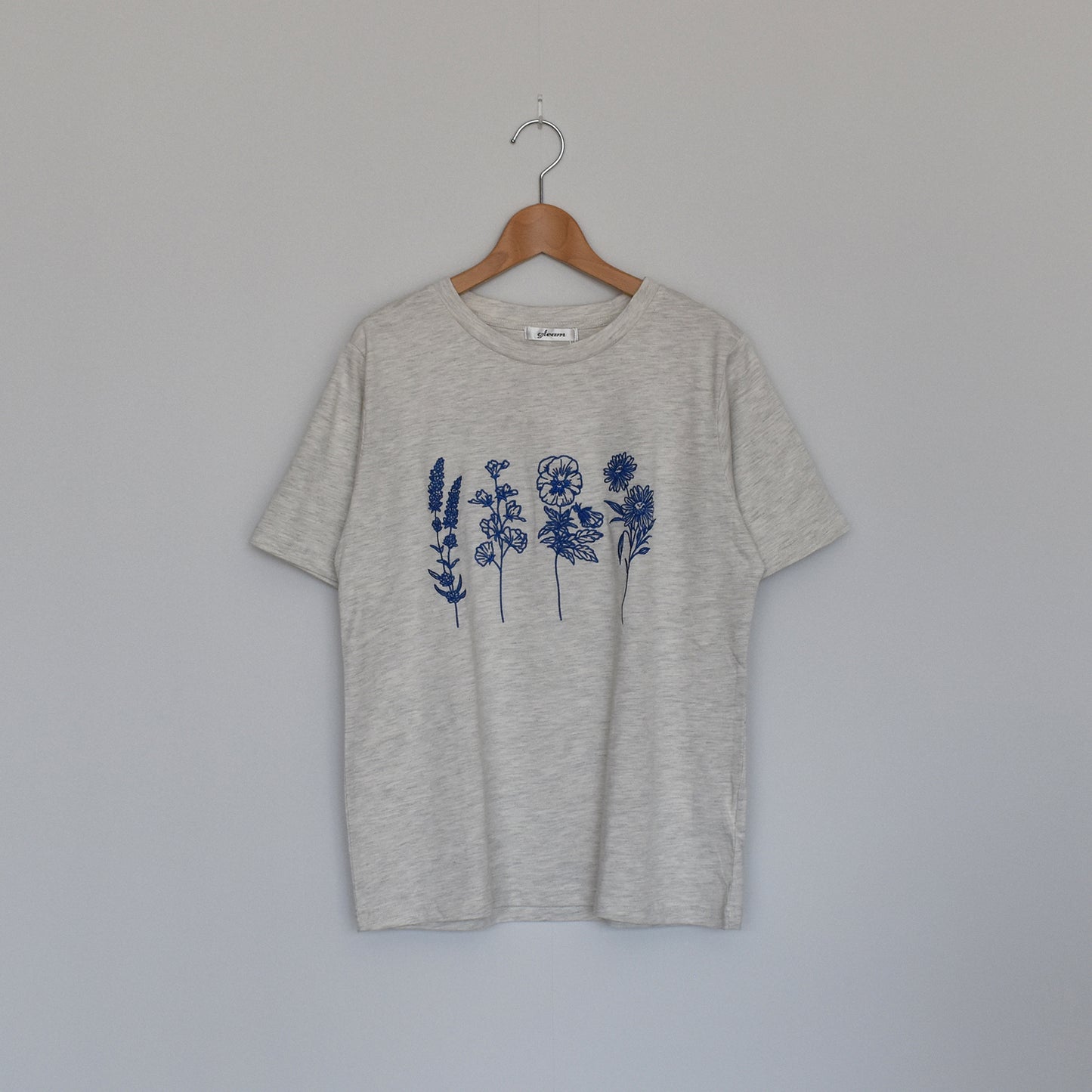 【gleam】花線画刺繍半袖T