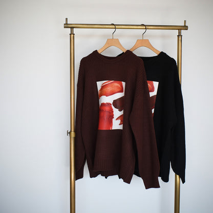 【gleam】畦編みテクスチャープリントBIGプルオーバー