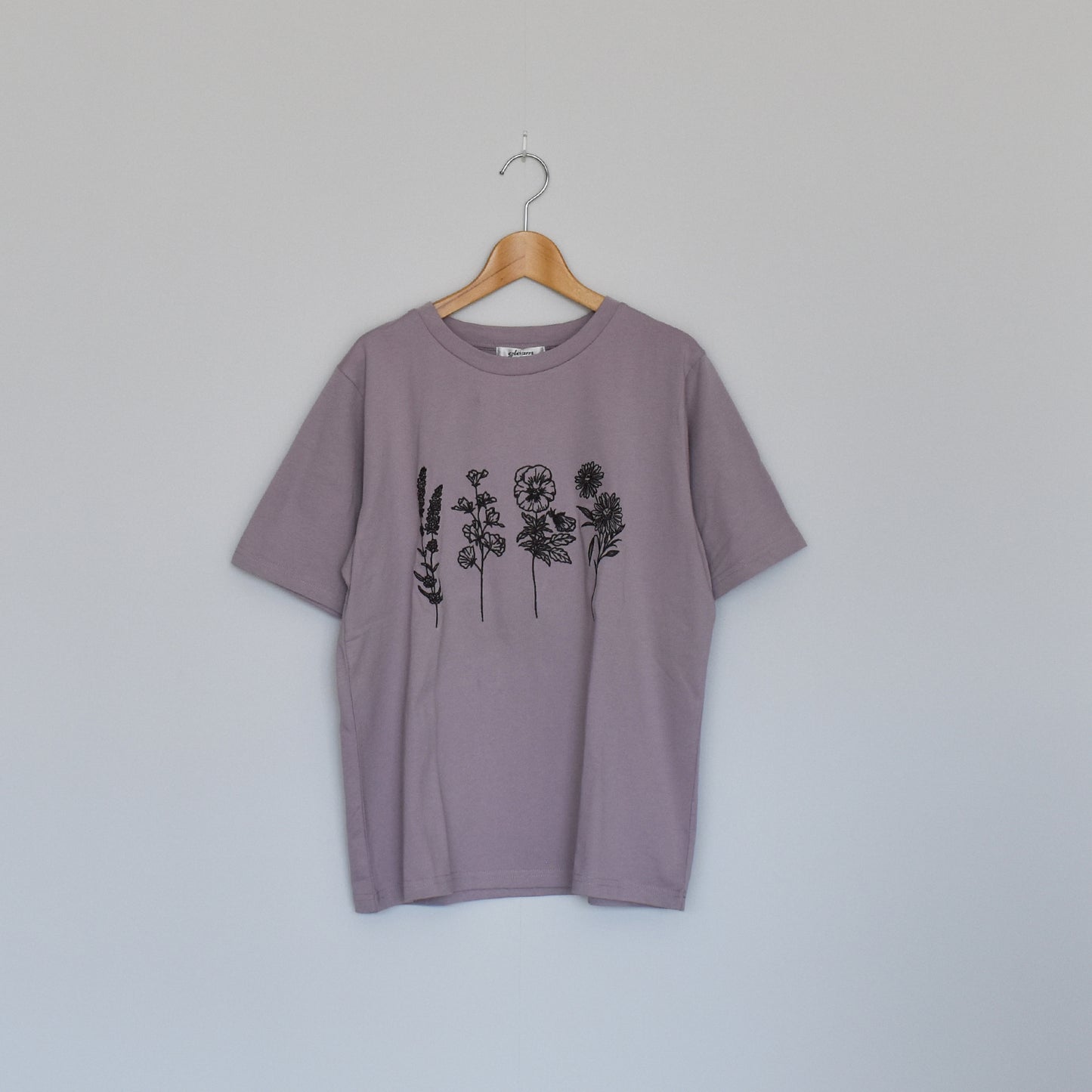 【gleam】花線画刺繍半袖T