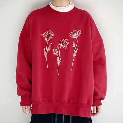 【gleam】線画フラワー刺繍BIGプルオーバー