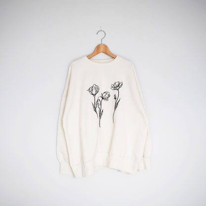 【gleam】線画フラワー刺繍BIGプルオーバー