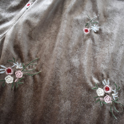 【gleam】花刺繍ベロアパンツ