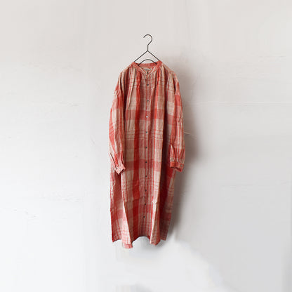 [ICHI Antiquite's]リネンBIGチェックシャツドレス