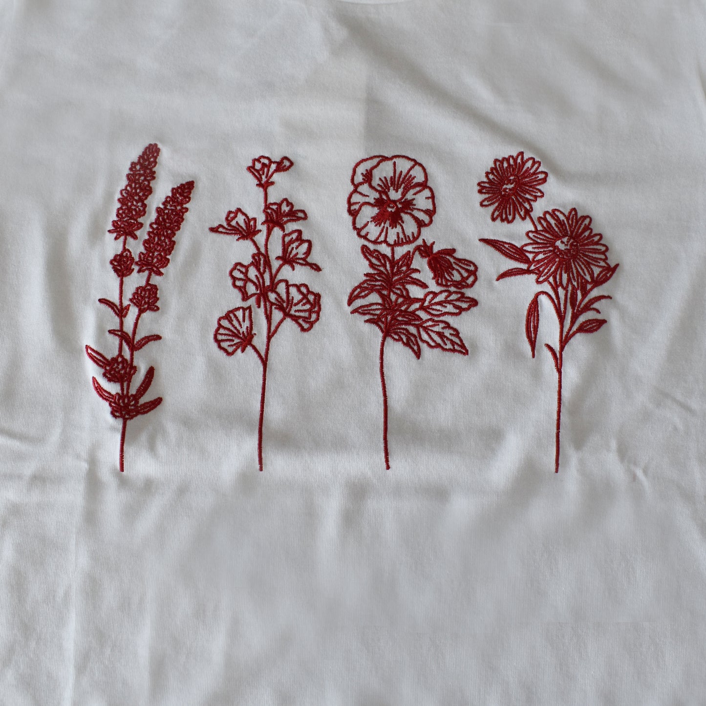 【gleam】花線画刺繍半袖T