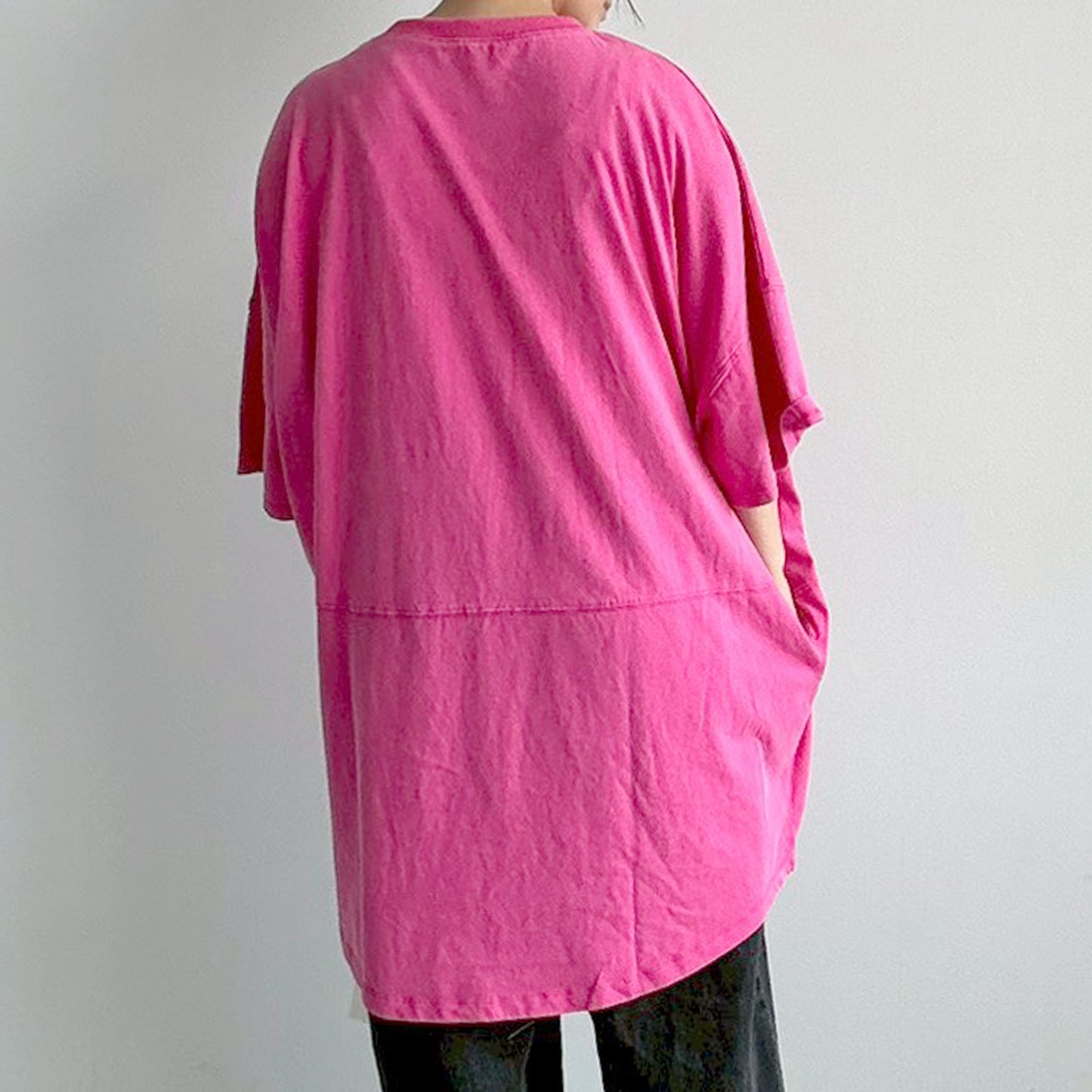 【en haut】天竺編みパウダーBOISEプリントチュニックTシャツ