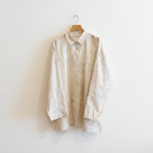 【gleam】ストライプコード刺繍BIGシャツ